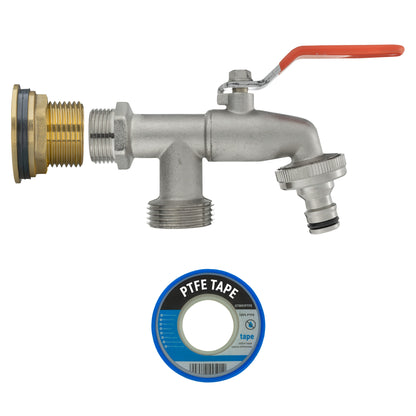 Water Butt Brass Kit 1" with Double Tap and Drill Bit - Best4Trade-Retail Tech Hose & Fittings