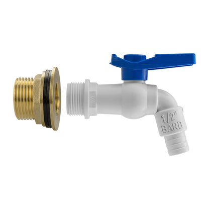 Water Butt Brass Kit 1" with White PVC Tap and Drill Bit - Best4Trade-Retail Tech Hose & Fittings
