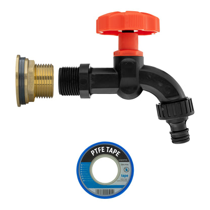 Water Butt Brass Kit 1" with Black Dial Tap - Best4Trade-Retail Tech Hose & Fittings
