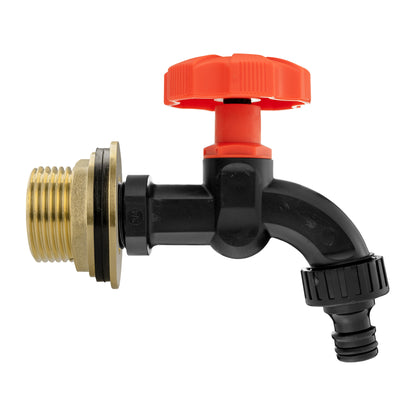 Water Butt Brass Kit 1" with Black Dial Tap and Drill Bit - Best4Trade-Retail Tech Hose & Fittings