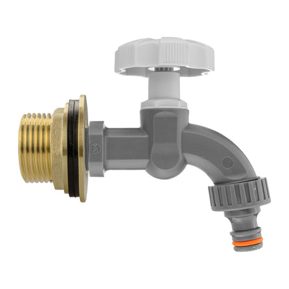 Water Butt Brass Kit 1" with Grey Dial Tap and Drill Bit - Best4Trade-Retail Tech Hose & Fittings