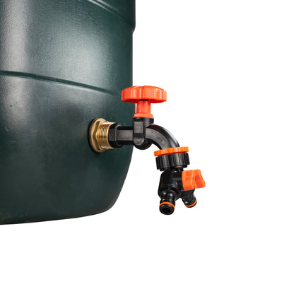 Water Butt Brass Kit 1" with Black Dial Tap + Two-Way Splitter and Drill Bit - Best4Trade-Retail Tech Hose & Fittings
