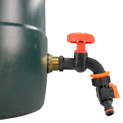 Water Butt Brass Kit 1" with Black Dial Tap + Two-Way Splitter - Best4Trade-Retail Tech Hose & Fittings