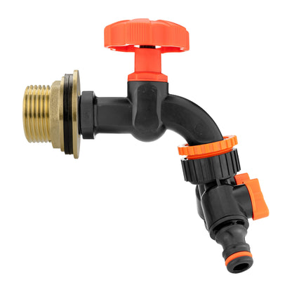 Water Butt Brass Kit 1" with Black Dial Tap + Two-Way Splitter - Best4Trade-Retail Tech Hose & Fittings