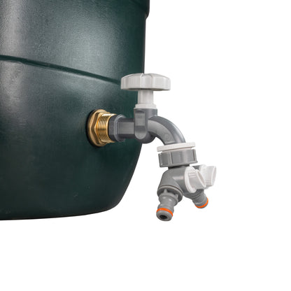 Water Butt Brass Kit 1" with Grey Dial Tap + Two-Way Splitter - Best4Trade-Retail Tech Hose & Fittings