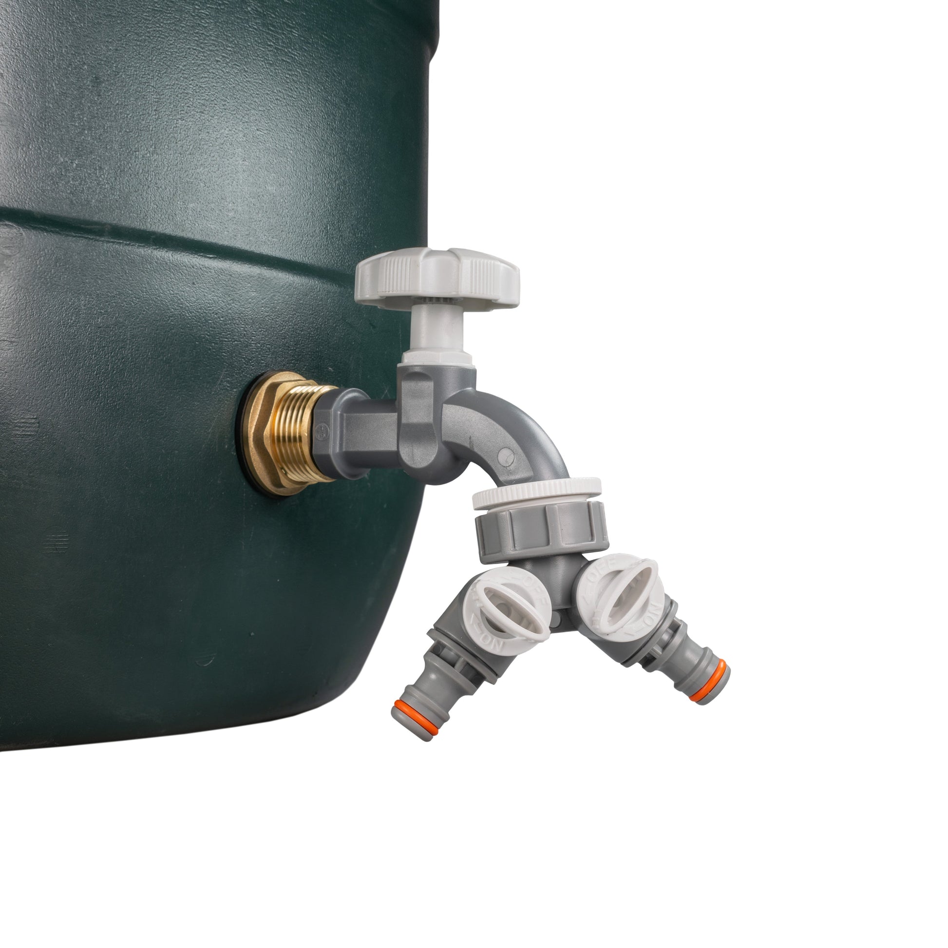 Water Butt Brass Kit 1" with Grey Dial Tap + Two-Way Splitter and Drill Bit - Best4Trade-Retail Tech Hose & Fittings
