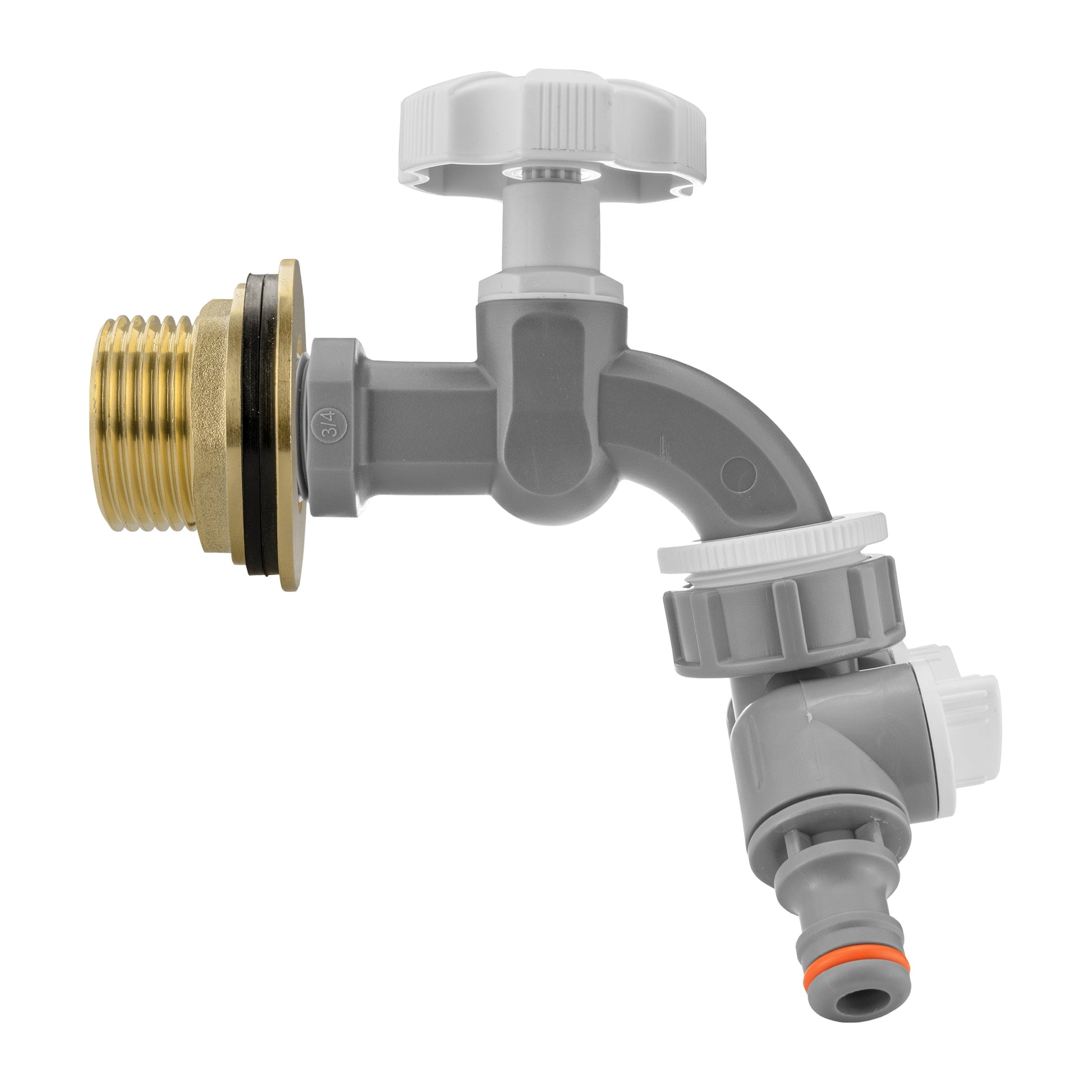 Water Butt Brass Kit 1" with Grey Dial Tap + Two-Way Splitter and Drill Bit - Best4Trade-Retail Tech Hose & Fittings