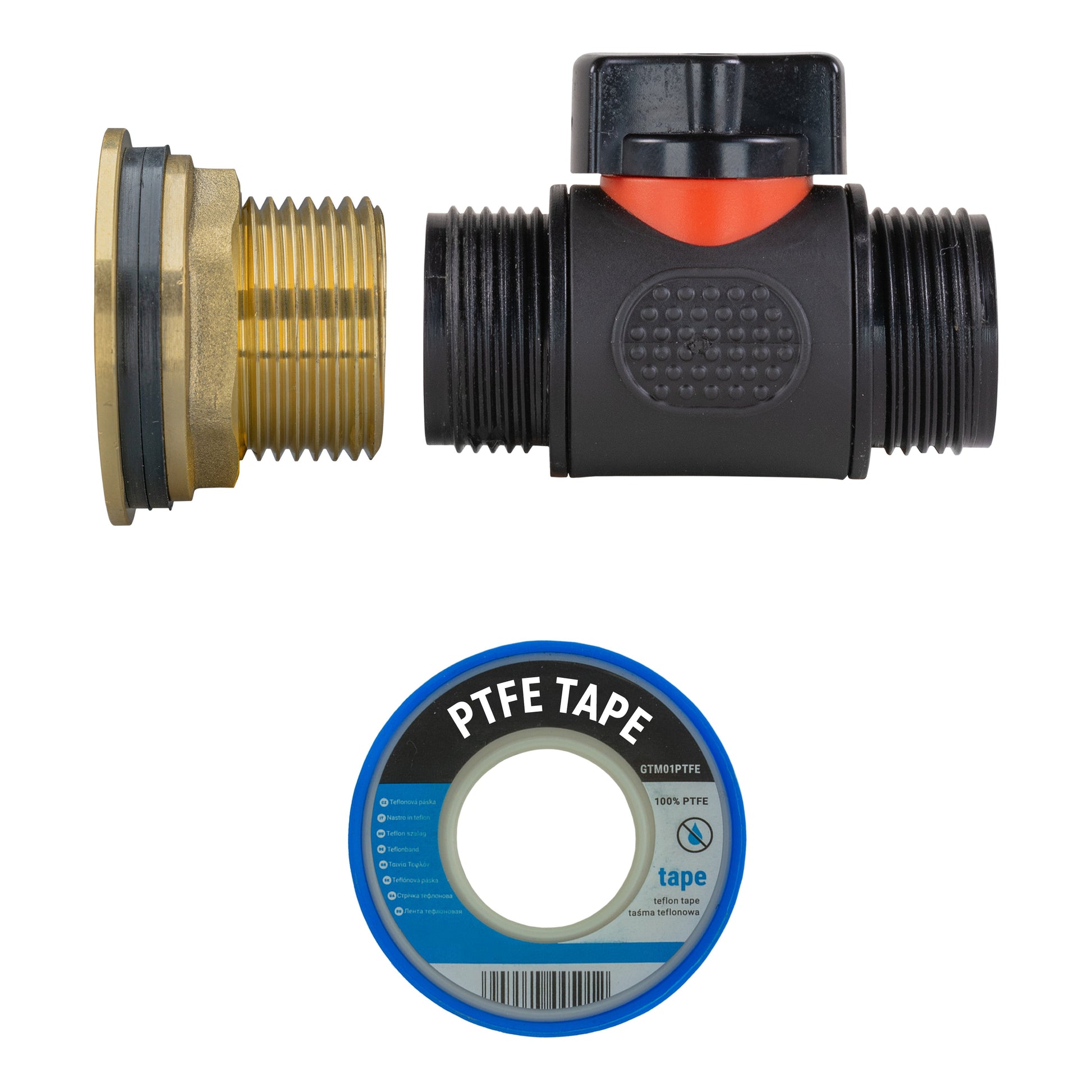 Water Butt Brass Kit 1" with 3/4" BSP In-Line Valve - Best4Trade-Retail Tech Hose & Fittings