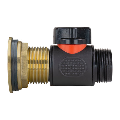 Water Butt Brass Kit 1" with 3/4" BSP In-Line Valve and Drill Bit - Best4Trade-Retail Tech Hose & Fittings