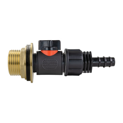 Water Butt Brass Kit 1" with In-Line Valve + 16mm Barb and Drill Bit - Best4Trade-Retail Tech Hose & Fittings