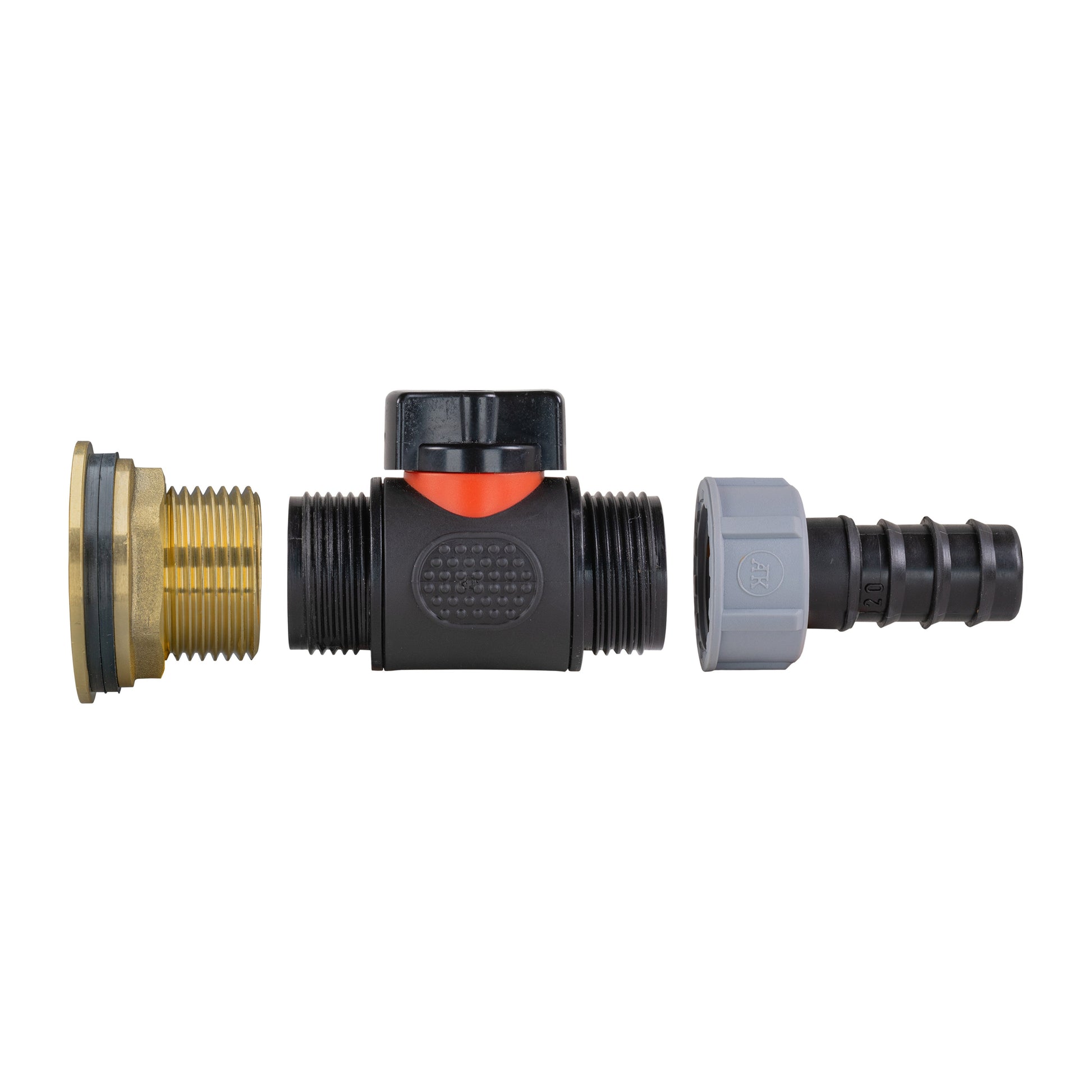 Water Butt Brass Kit 1" with In-Line Valve + 20mm Barb - Best4Trade-Retail Tech Hose & Fittings