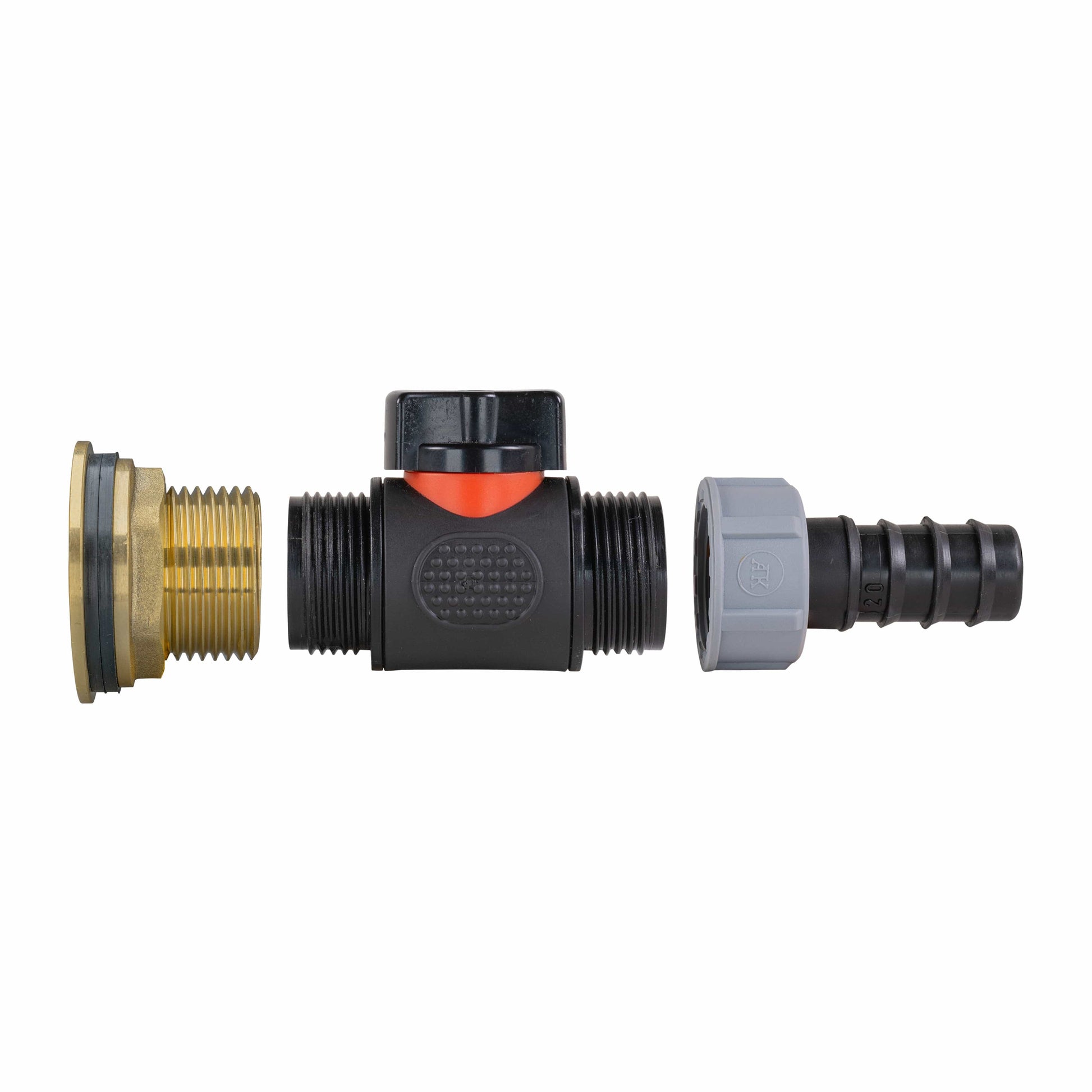 Water Butt Brass Kit 1" with In-Line Valve + 20mm Barb and Drill Bit - Best4Trade-Retail Tech Hose & Fittings