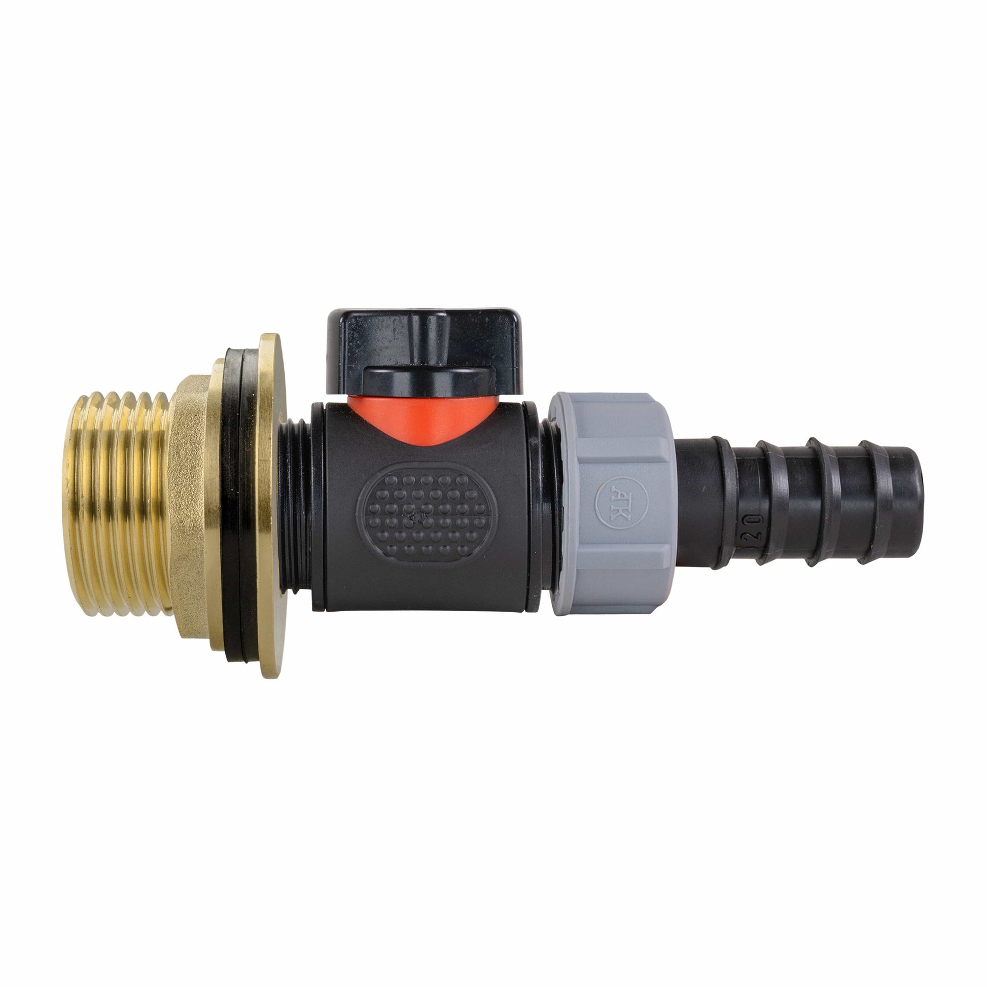 Water Butt Brass Kit 1" with In-Line Valve + 20mm Barb and Drill Bit - Best4Trade-Retail Tech Hose & Fittings