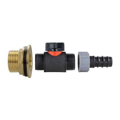 Water Butt Brass Kit 1" with In-Line Valve + 20mm Barb - Best4Trade-Retail Tech Hose & Fittings