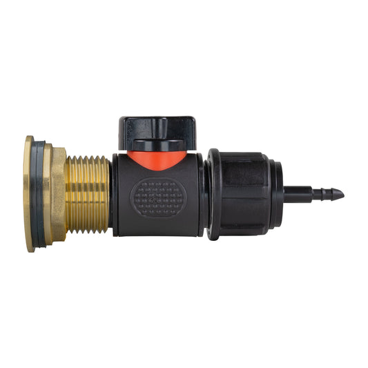 Water Butt Brass Kit 1" with In-Line Valve + 4mm Barb - Best4Trade-Retail Tech Hose & Fittings