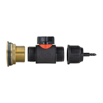 Water Butt Brass Kit 1" with In-Line Valve + 4mm Barb - Best4Trade-Retail Tech Hose & Fittings
