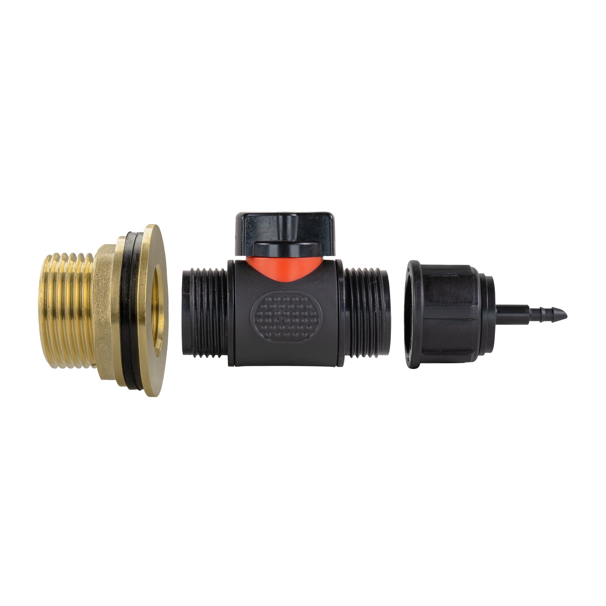 Water Butt Brass Kit 1" with In-Line Valve + 4mm Barb and Drill Bit - Best4Trade-Retail Tech Hose & Fittings