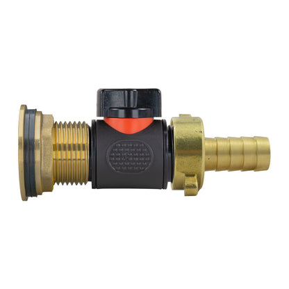 Water Butt Brass Kit 1" with In-Line Valve + 1/2" Brass Barb - Best4Trade-Retail Tech Hose & Fittings