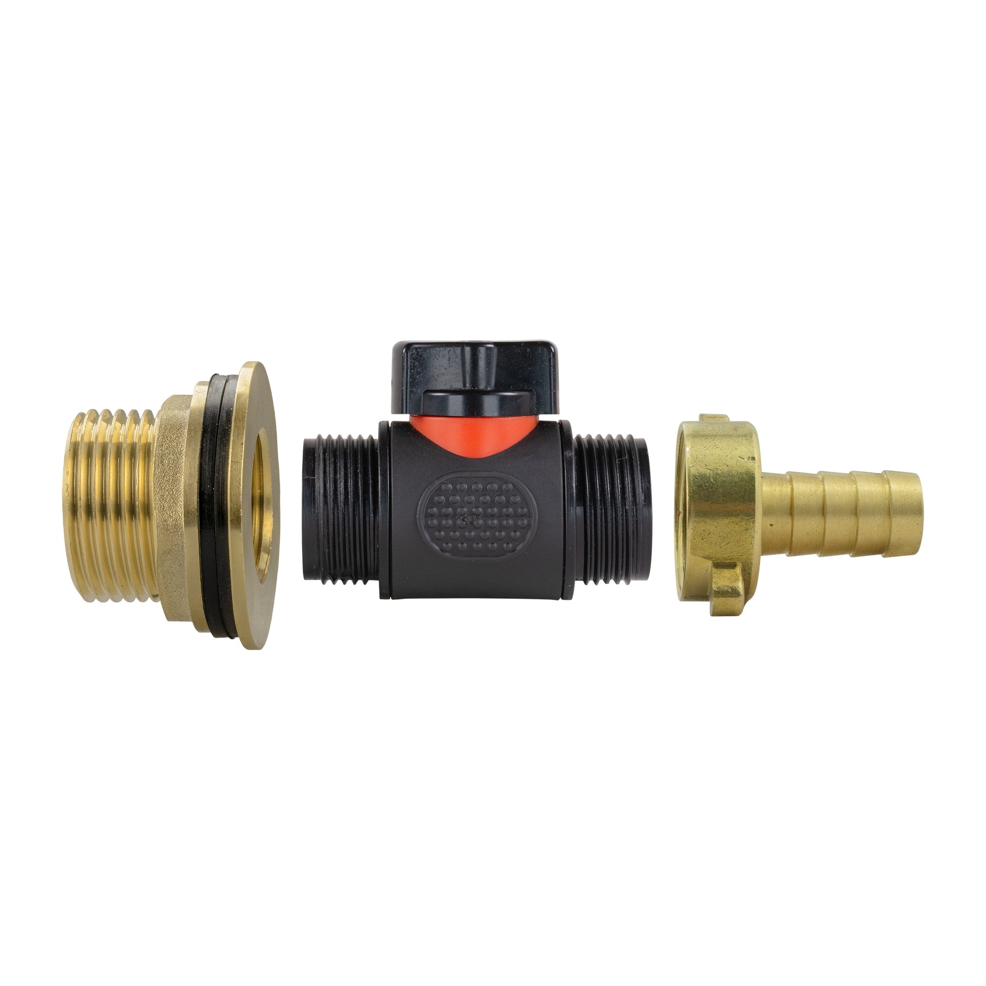 Water Butt Brass Kit 1" with In-Line Valve + 1/2" Brass Barb - Best4Trade-Retail Tech Hose & Fittings