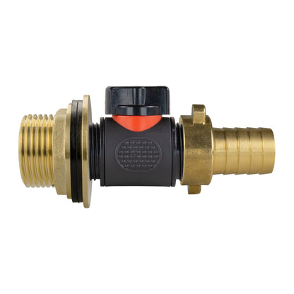 Water Butt Brass Kit 1" with In-Line Valve + 3/4" Brass Barb - Best4Trade-Retail Tech Hose & Fittings