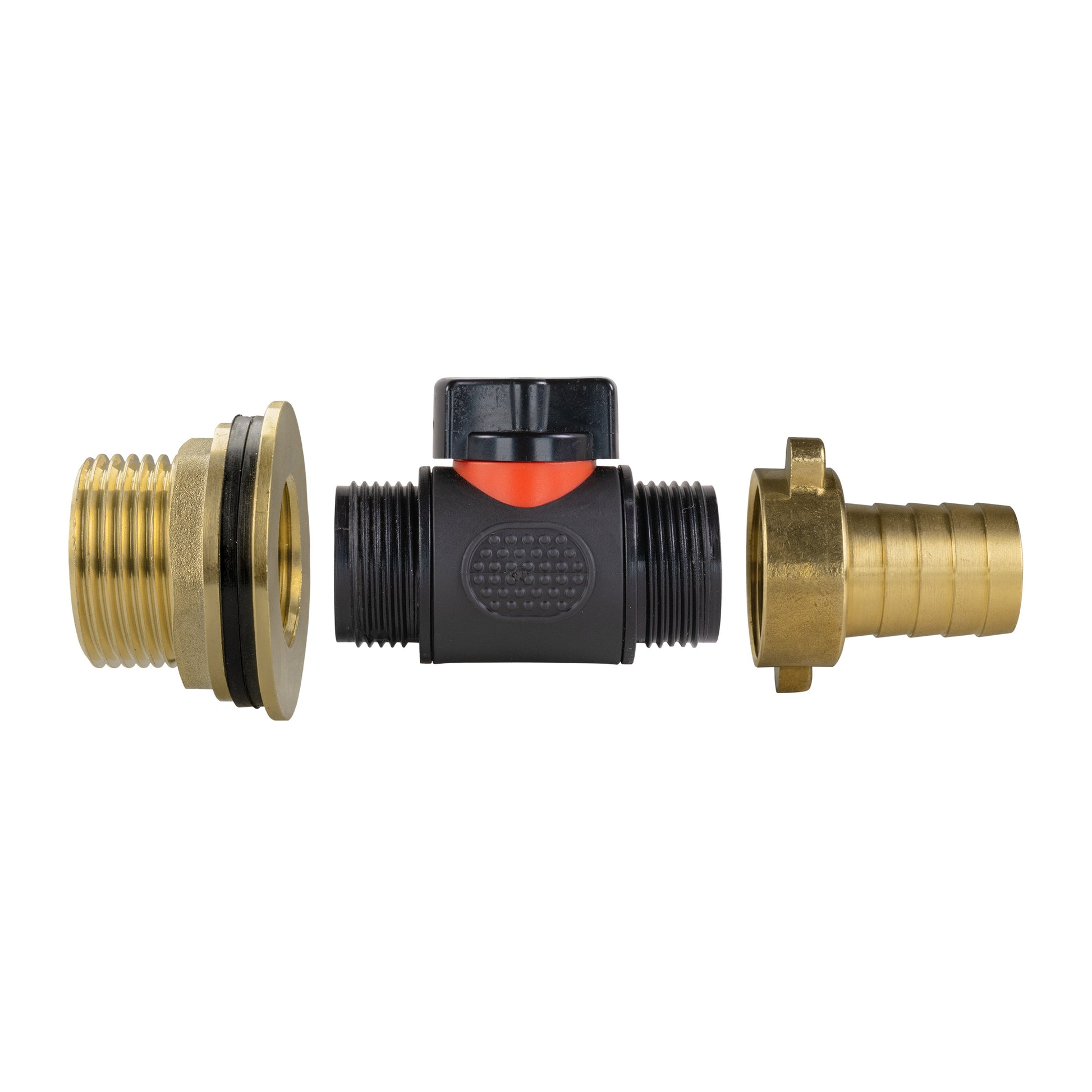 Water Butt Brass Kit 1" with In-Line Valve + 3/4" Brass Barb and Drill Bit - Best4Trade-Retail Tech Hose & Fittings