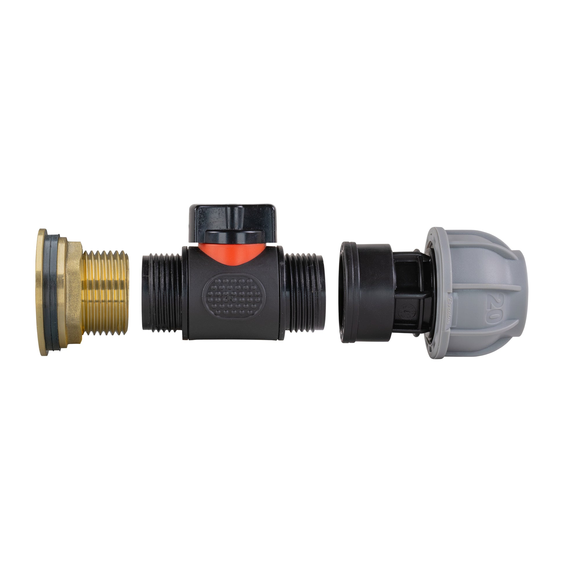 Water Butt Brass Kit 1" with In-Line Valve + 20mm MDPE and Drill Bit - Best4Trade-Retail Tech Hose & Fittings