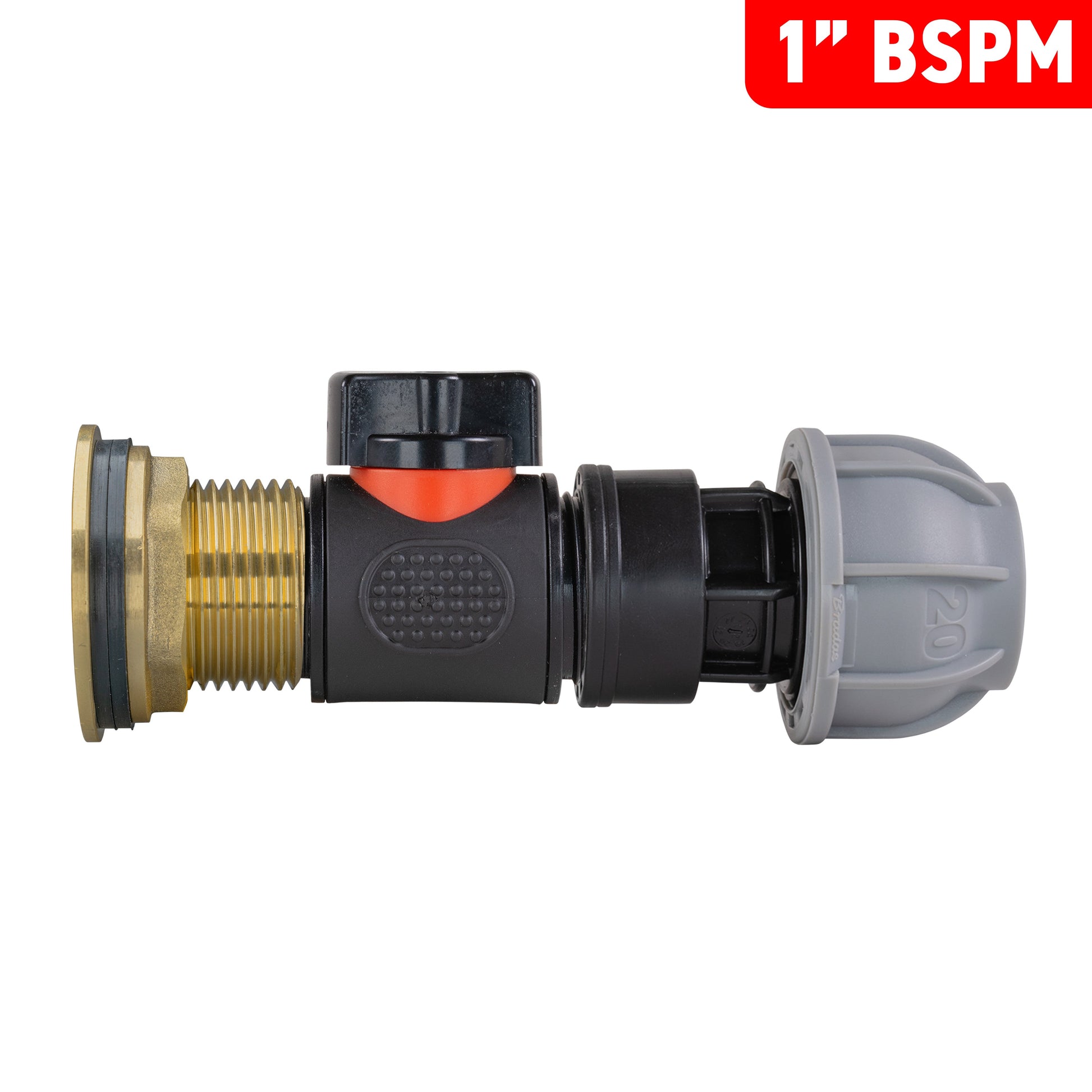 Water Butt Brass Kit 1" with In-Line Valve + 20mm MDPE - Best4Trade-Retail Tech Hose & Fittings