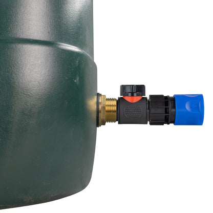 Water Butt Brass Kit 1" with In-Line Valve + Female Quick Connector Blue - Best4Trade-Retail Tech Hose & Fittings