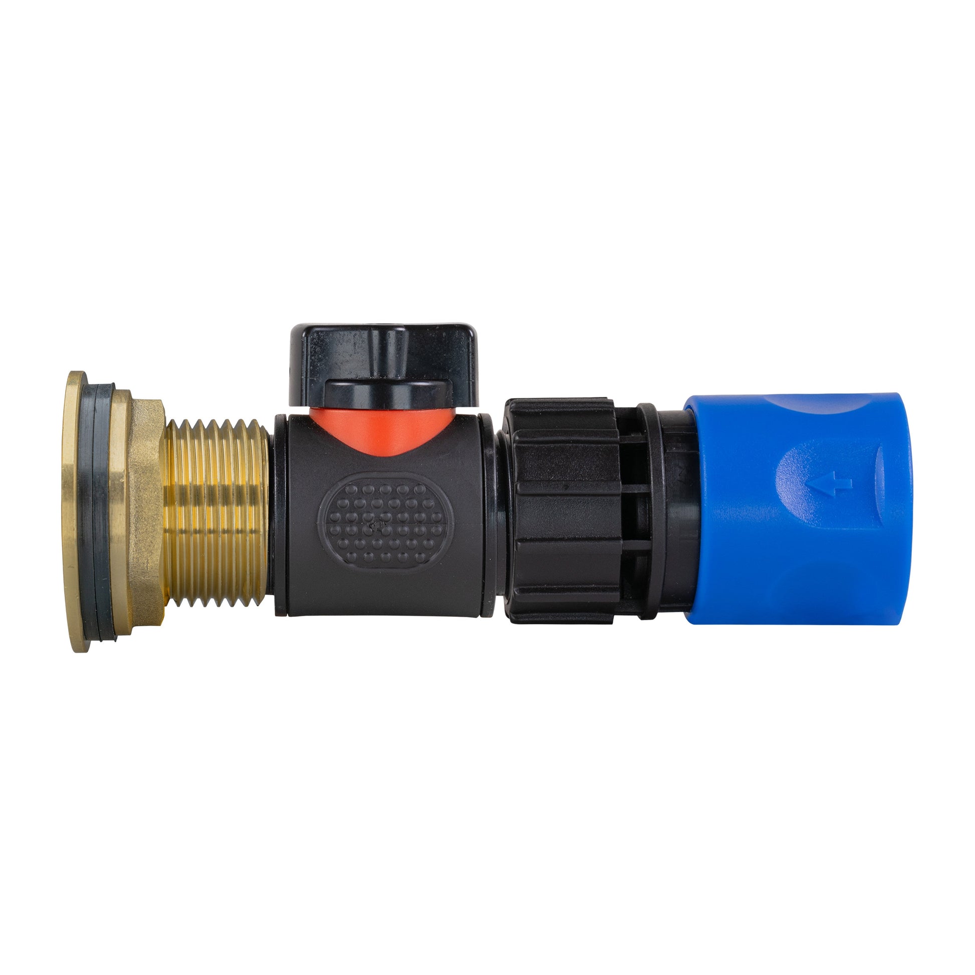 Water Butt Brass Kit 1" with In-Line Valve + Female Quick Connector Blue and Drill Bit - Best4Trade-Retail Tech Hose & Fittings
