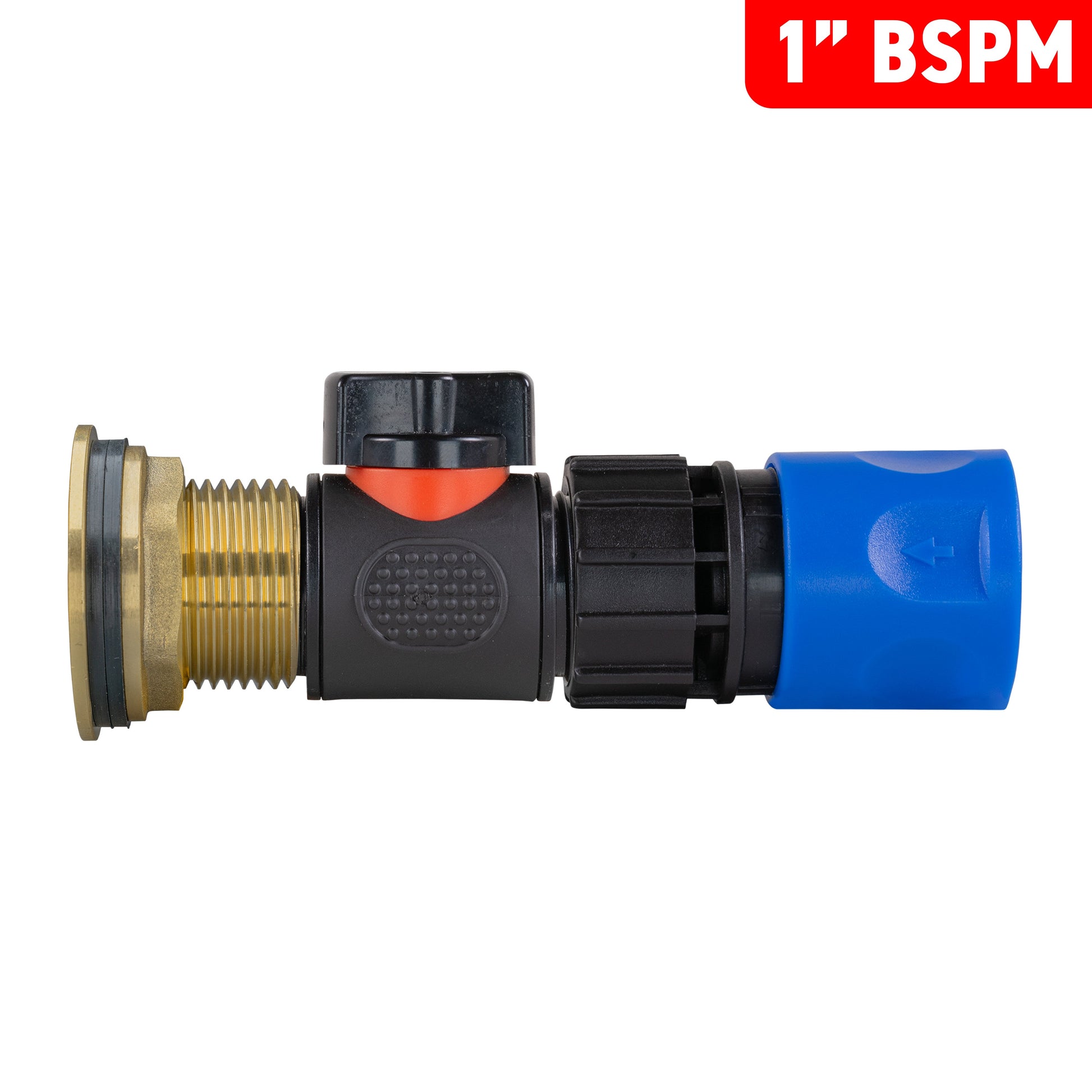 Water Butt Brass Kit 1" with In-Line Valve + Female Quick Connector Blue - Best4Trade-Retail Tech Hose & Fittings