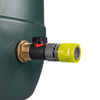 Water Butt Brass Kit 1" with In-Line Valve + Female Quick Connector Lime - Best4Trade-Retail Tech Hose & Fittings