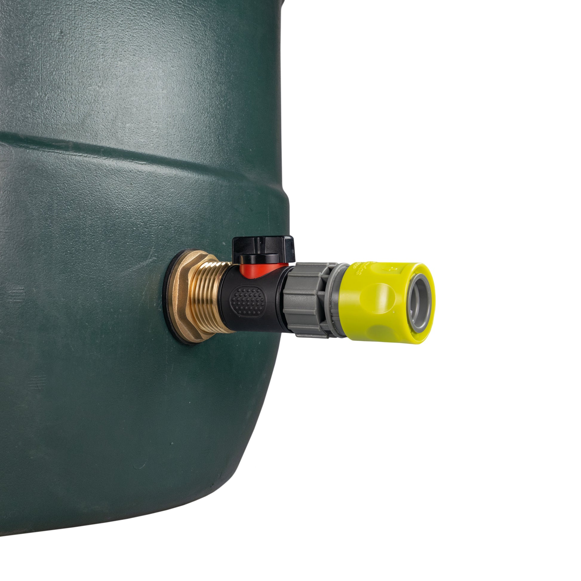 Water Butt Brass Kit 1" with In-Line Valve + Female Quick Connector Lime and Drill Bit - Best4Trade-Retail Tech Hose & Fittings