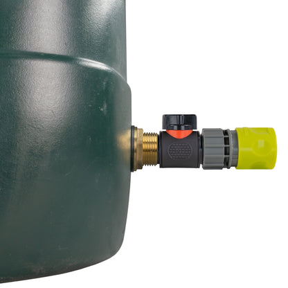 Water Butt Brass Kit 1" with In-Line Valve + Female Quick Connector Lime and Drill Bit - Best4Trade-Retail Tech Hose & Fittings