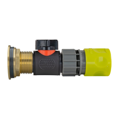 Water Butt Brass Kit 1" with In-Line Valve + Female Quick Connector Lime and Drill Bit - Best4Trade-Retail Tech Hose & Fittings
