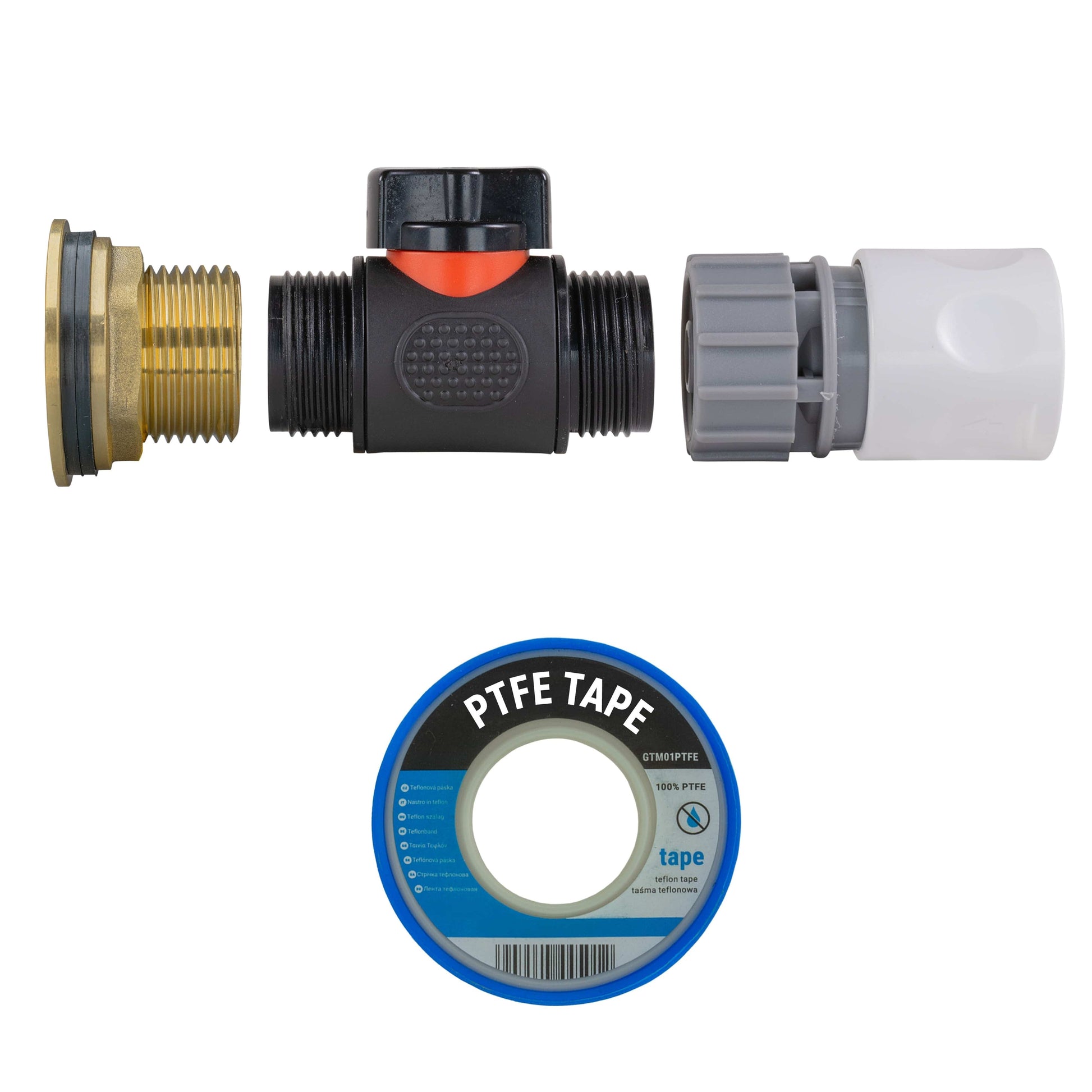Water Butt Brass Kit 1" with In-Line Valve + Female Quick Connector WL - Best4Trade-Retail Tech Hose & Fittings