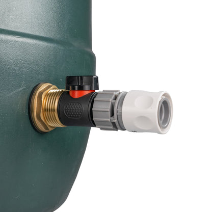 Water Butt Brass Kit 1" with In-Line Valve + Female Quick Connector WL and Drill Bit - Best4Trade-Retail Tech Hose & Fittings