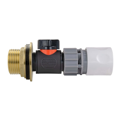 Water Butt Brass Kit 1" with In-Line Valve + Female Quick Connector WL - Best4Trade-Retail Tech Hose & Fittings