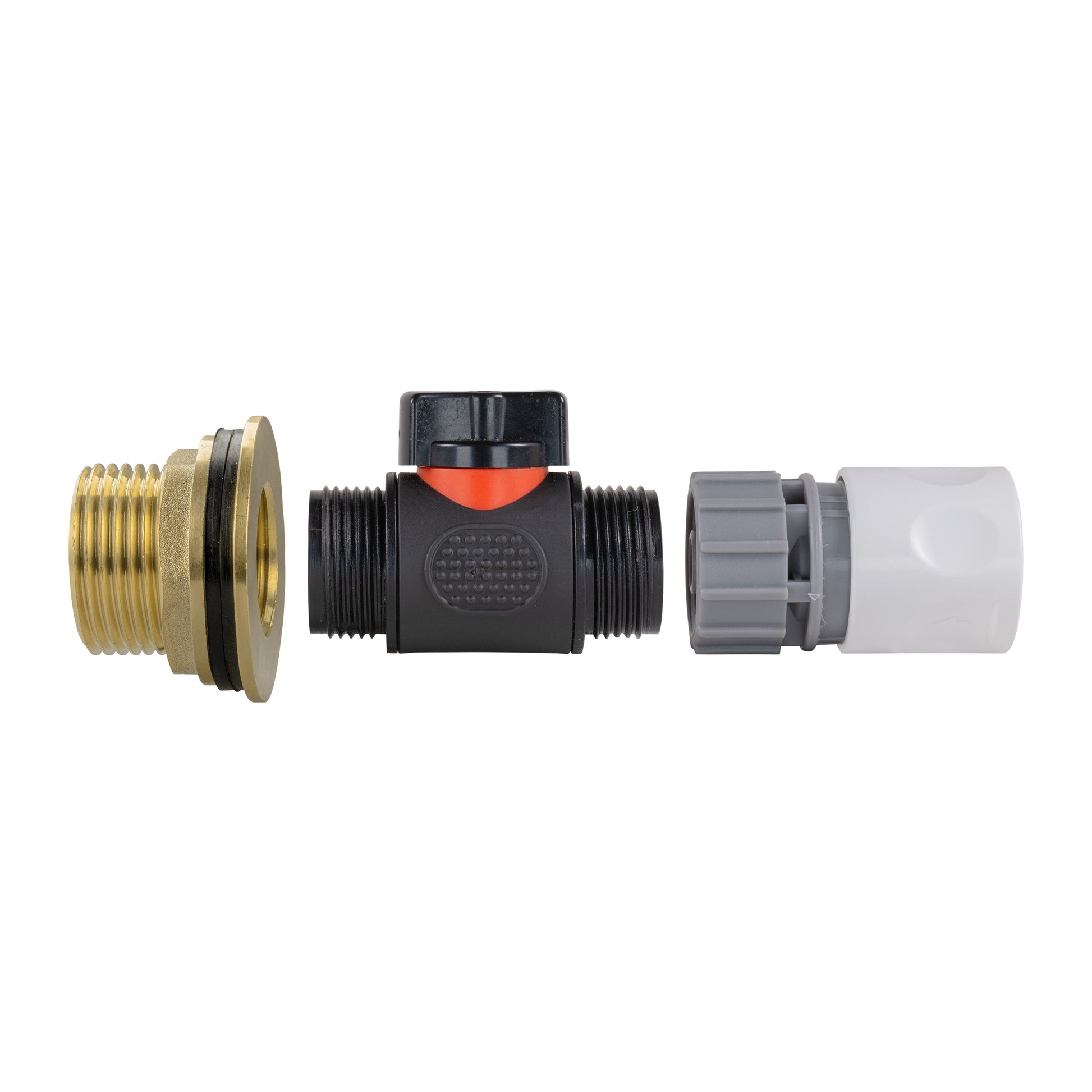 Water Butt Brass Kit 1" with In-Line Valve + Female Quick Connector WL and Drill Bit - Best4Trade-Retail Tech Hose & Fittings