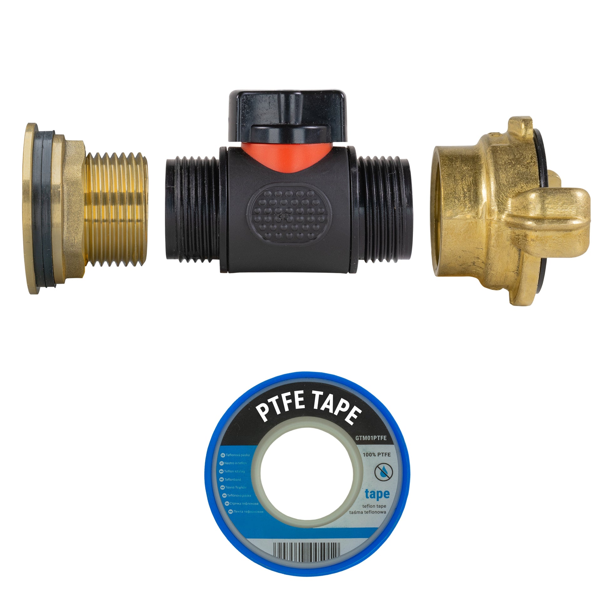 Water Butt Brass Kit 1" with In-Line Valve + Geka - Best4Trade-Retail Tech Hose & Fittings