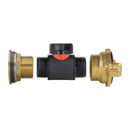 Water Butt Brass Kit 1" with In-Line Valve + Geka - Best4Trade-Retail Tech Hose & Fittings
