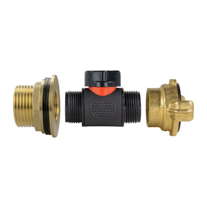 Water Butt Brass Kit 1" with In-Line Valve + Geka and Drill Bit - Best4Trade-Retail Tech Hose & Fittings