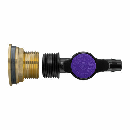 Water Butt Brass Kit 1" with 13mm Barb Irrigation Valve - Best4Trade-Retail Tech Hose & Fittings