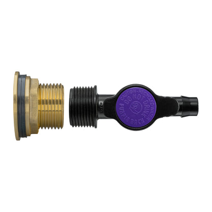 Water Butt Brass Kit 1" with 13mm Barb Irrigation Valve and Drill Bit - Best4Trade-Retail Tech Hose & Fittings
