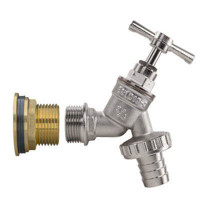 Water Butt Brass Kit 1" with Nickel Plated Barbed Tap and Drill Bit - Best4Trade-Retail Tech Hose & Fittings