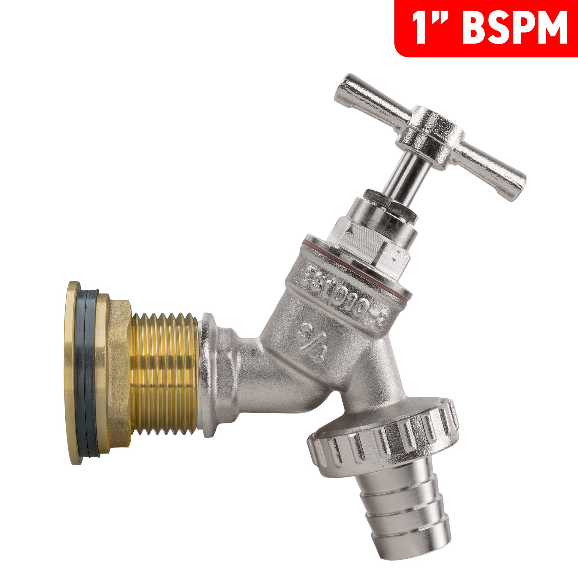 Water Butt Brass Kit 1" with Nickel Plated Barbed Tap and Drill Bit - Best4Trade-Retail Tech Hose & Fittings