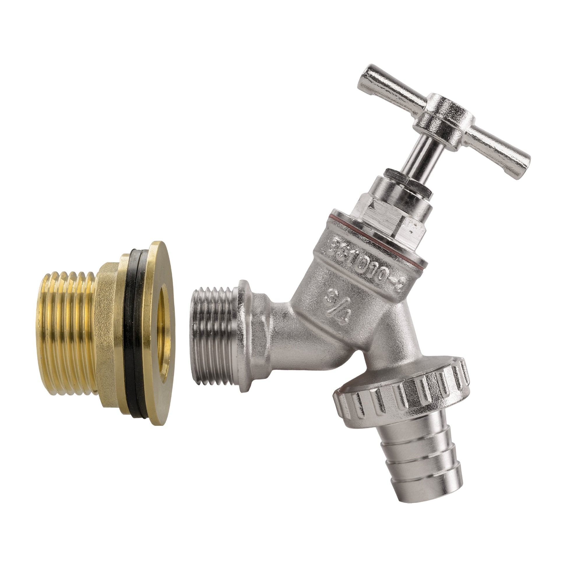 Water Butt Brass Kit 1" with Nickel Plated Barbed Tap and Drill Bit - Best4Trade-Retail Tech Hose & Fittings