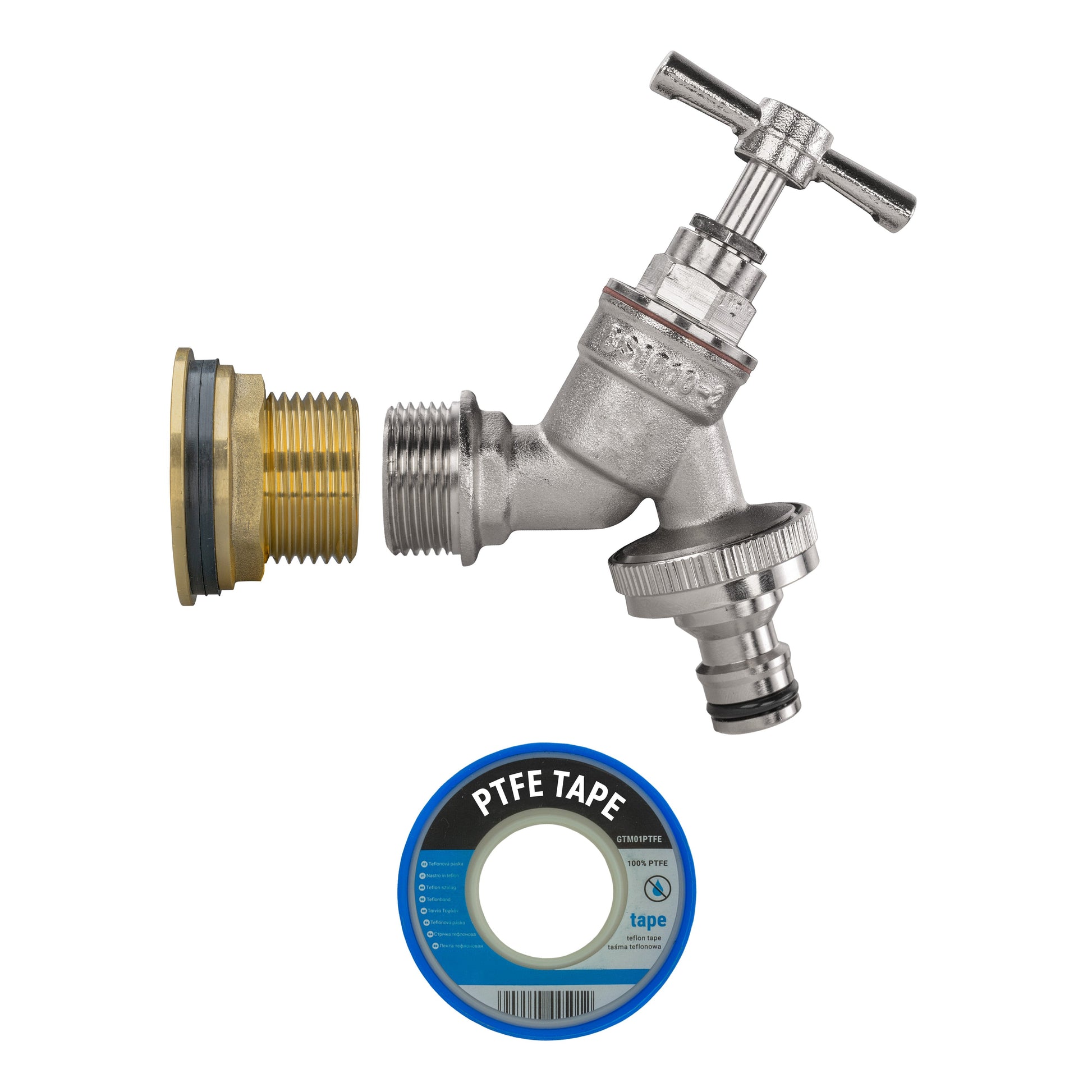Water Butt Brass Kit 1" with Nickel Plated Quick Connect Tap and Drill Bit - Best4Trade-Retail Tech Hose & Fittings