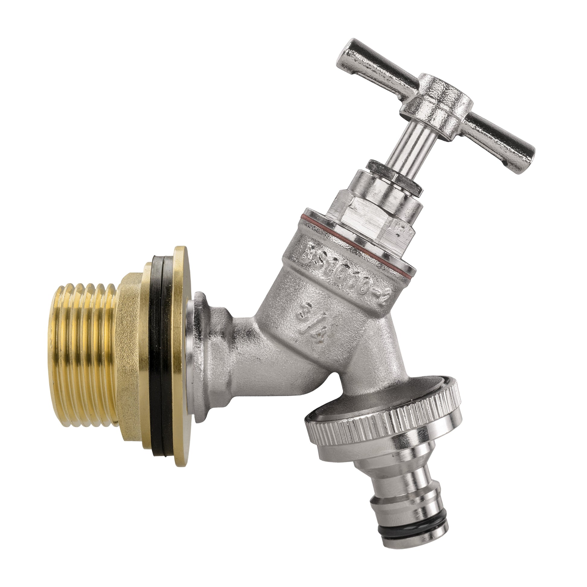 Water Butt Brass Kit 1" with Nickel Plated Quick Connect Tap and Drill Bit - Best4Trade-Retail Tech Hose & Fittings