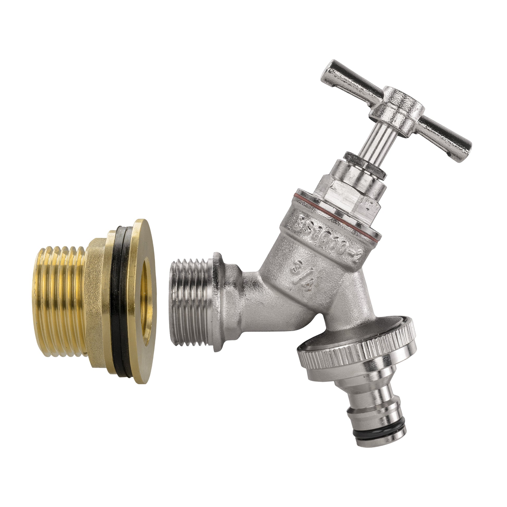 Water Butt Brass Kit 1" with Nickel Plated Quick Connect Tap - Best4Trade-Retail Tech Hose & Fittings