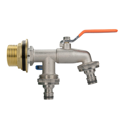 Water Butt Brass Kit 1" with Double Quick Connect Tap - Best4Trade-Retail Tech Hose & Fittings
